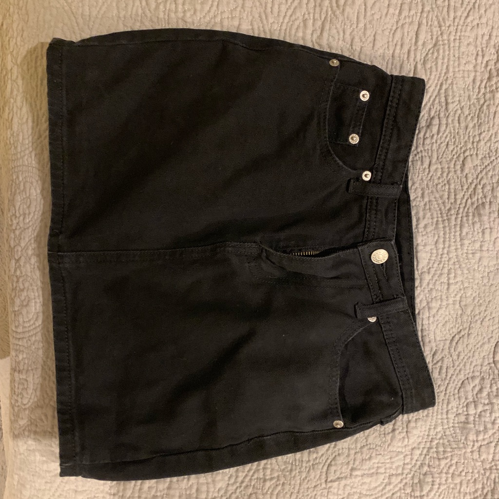 Black Denim Mini Skirt